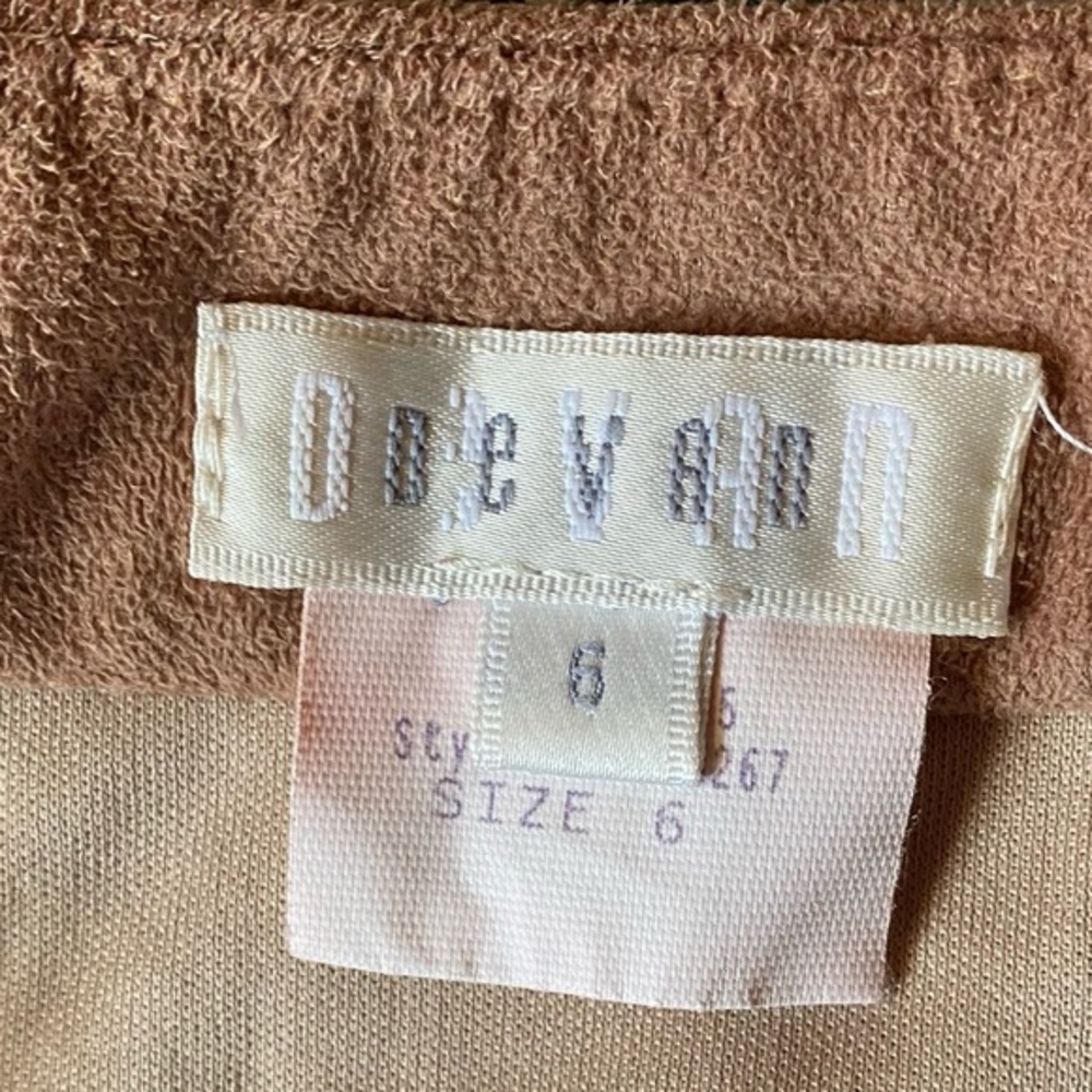Unique 90s Vintage Microsuede & Denim Midi Skirt sz 6 - Picture 8 of 11